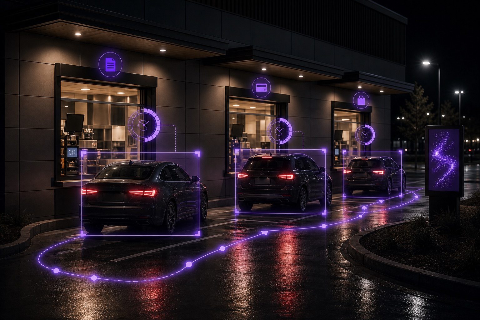 Carriles de Drive Thru vistos mediante visión artificial